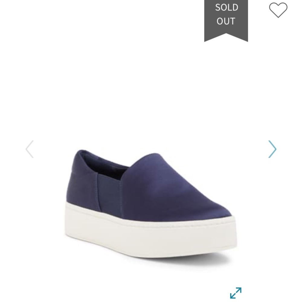 Vince Warren Navy Silk Platform Slip-ons EUC